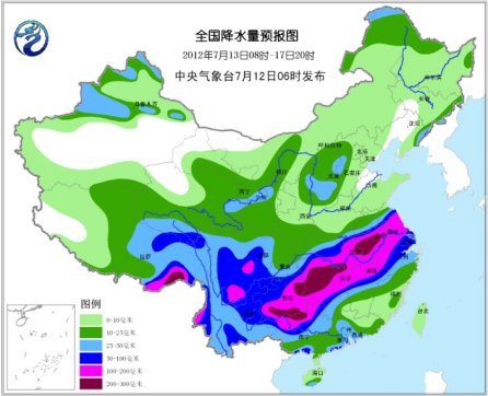 全国降水量预报图