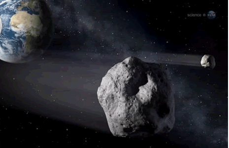 模拟图:小行星掠过地球
